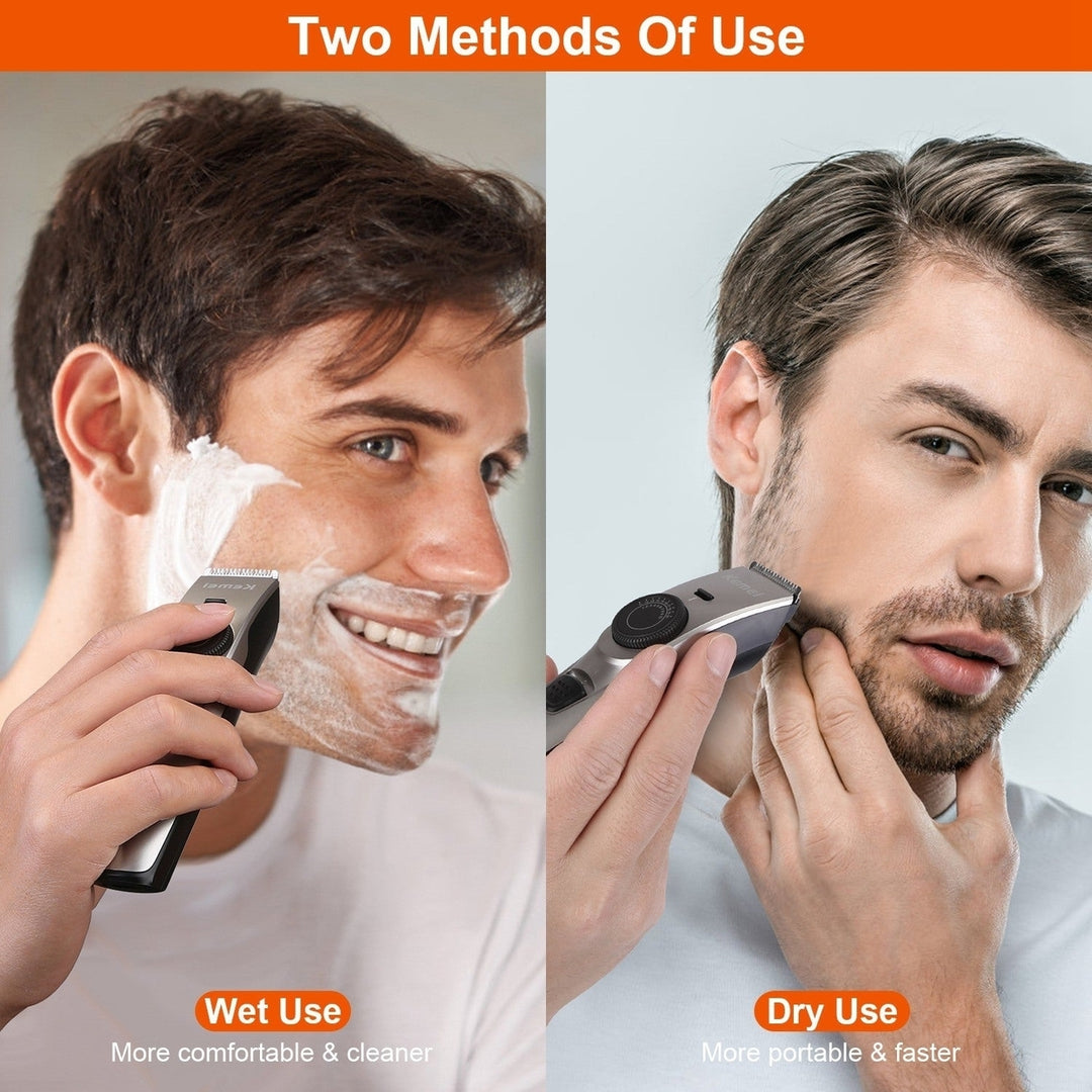 Cordless Beard Trimmer USB Rechargeable Beard Grooming Kit Electric Razor Hair Shaver Clipper with Precision Dial Image 7