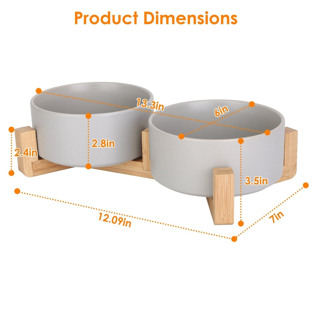 Double 28.7Oz Ceramic Pet Bowls Dog Cat Bowls with Wooden Stand Raised Pet Feeder for Small Dogs Cats Image 7