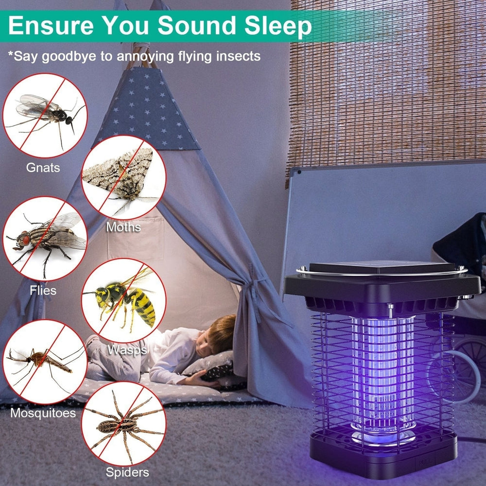 Electric Solar Powered Bug Zapper 1076Sq Feet Range Mosquito Killer Lamp IP65 Waterproof Insect Fly Trap Catcher for Image 2