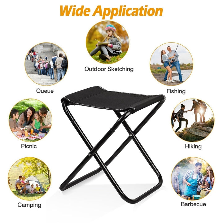 Foldable Camping Stool Portable Travel Chair 275.6LBS Load for Camping Fishing Backpacking Hiking Camping Seat with Image 4