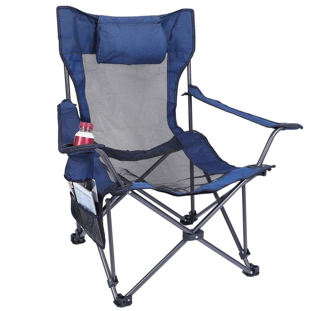 Foldable Camping Chair 330LBS Load Heavy Duty Steel Lawn Chair Collapsible Chair with Reclining Backrest Angle Cup Image 12