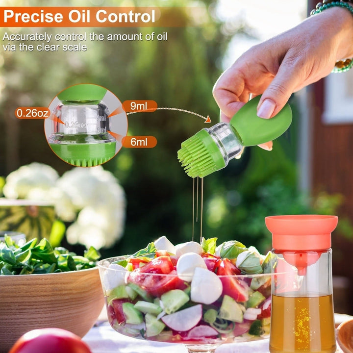 Oil Dispenser Bottle 2 In 1 Cooking Glass Olive Oil Dispenser Silicond Dropper with Silicond Brush Dropper Measuring Image 8