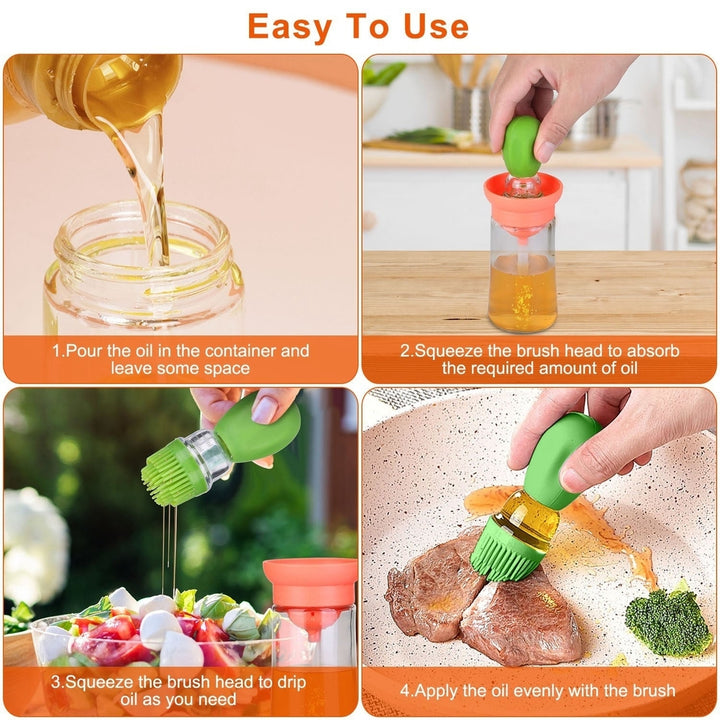 Oil Dispenser Bottle 2 In 1 Cooking Glass Olive Oil Dispenser Silicond Dropper with Silicond Brush Dropper Measuring Image 12