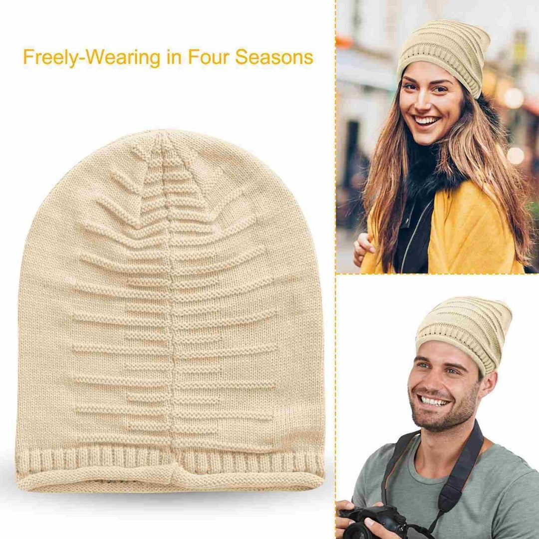 Unisex Knit Beanie Hat Winter Warm Hat Slouchy Baggy Hats Skull Cap 5 Colors Image 1