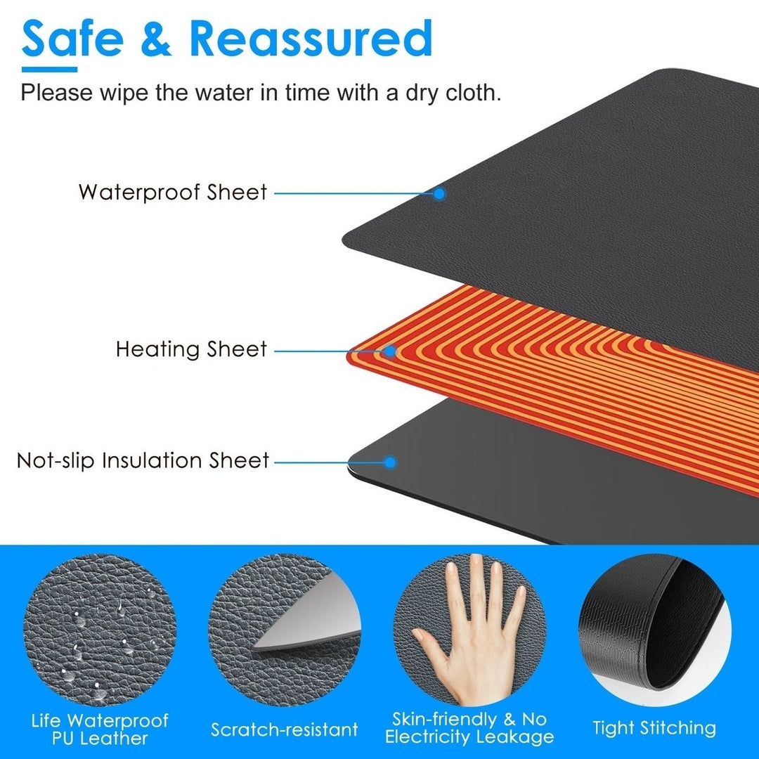 Warm Desk Pad Waterproof Heated Mouse Pad for Office Heated Desk Mat with 3 Temperature Levels 3 Timer Settings Digital Image 4