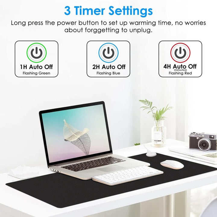 Warm Desk Pad Waterproof Heated Mouse Pad for Office Heated Desk Mat with 3 Temperature Levels 3 Timer Settings Digital Image 7