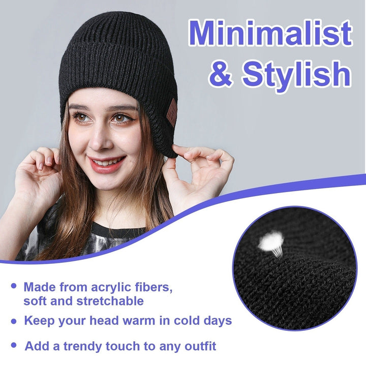 Wireless V5.0 Beanie Hat with Headphones Winter Stylish USB Rechargeable Music Beanie Headset Gift for Music Lovers Men Image 11