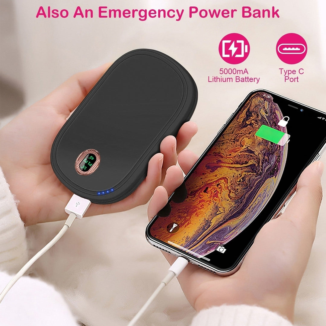 Rechargeable Hand Warmer Electric Hand Heater Portable Reusable Pocket Warmer Power Bank with Digital Display 2 Levels Image 4