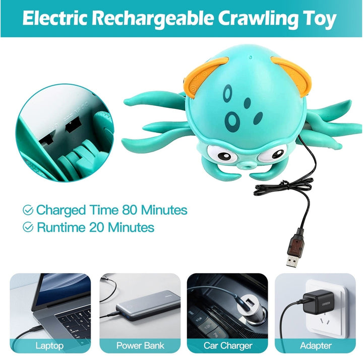 Rechargeable Baby Crawling Octopus Toy with Music LED Lighting Children Electric Moving Walking Kid Toy Obstacle Image 7