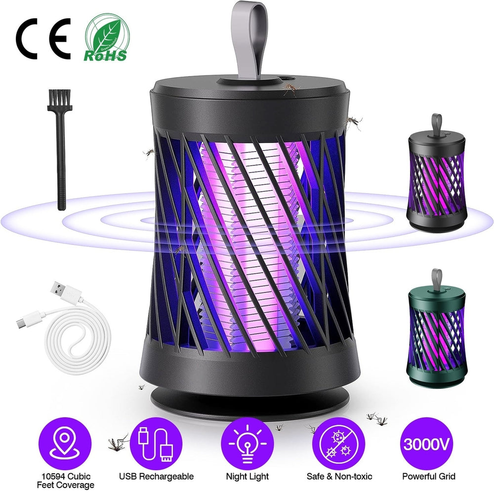 Rechargeable Mosquito Killer Lamp Bug Zapper with Night Light Strap Mosquito Catcher with Max 10594 Cubic Feet Range UV Image 2