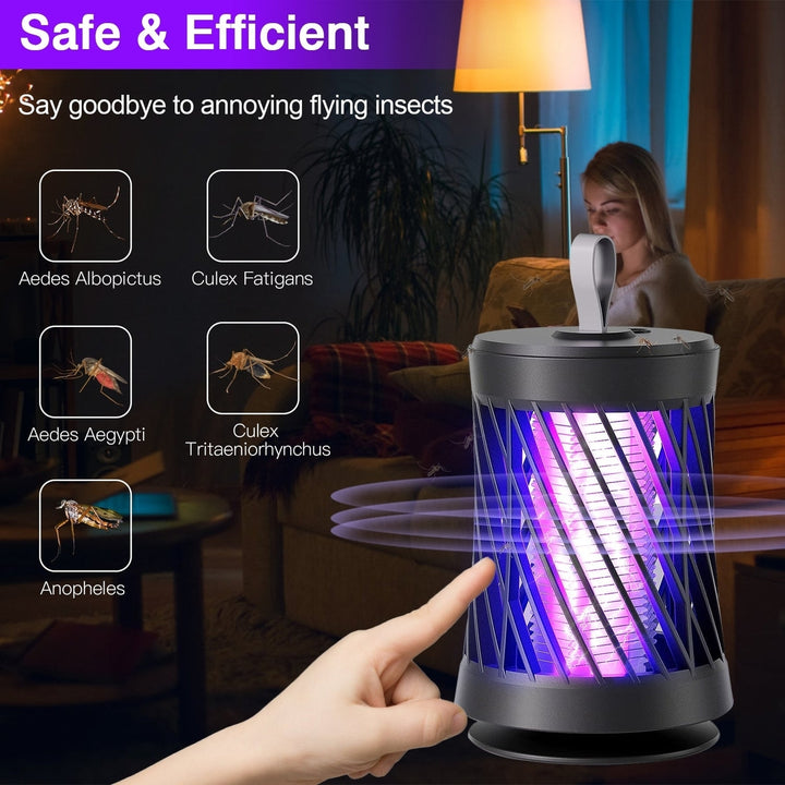 Rechargeable Mosquito Killer Lamp Bug Zapper with Night Light Strap Mosquito Catcher with Max 10594 Cubic Feet Range UV Image 7