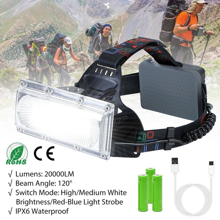 LED Work Headlamp 3 Lighting Modes Rechargeable Headlights IP65 Waterproof Rotatable Headlights For Cycling Hiking Image 1