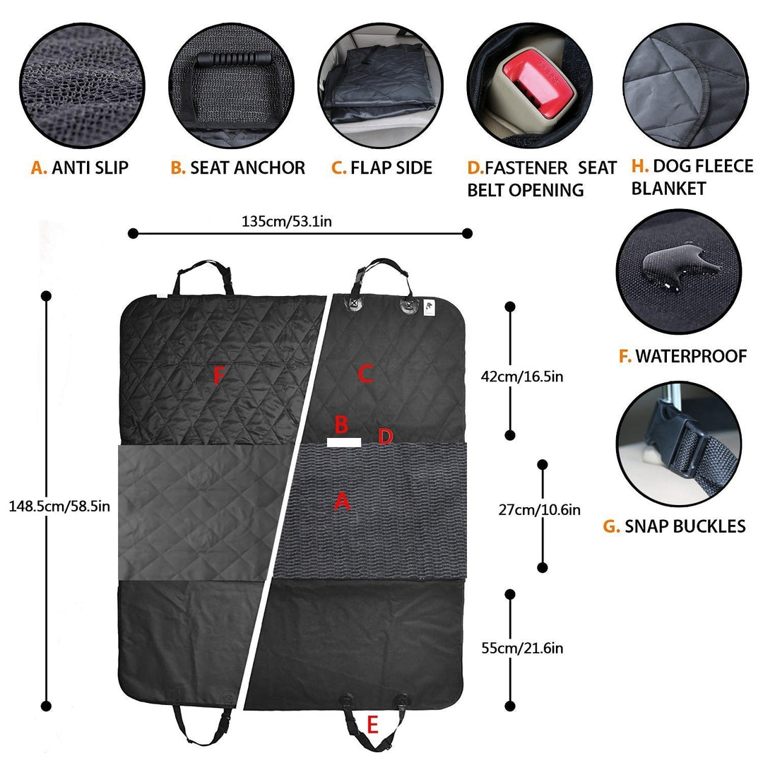 Waterproof Dog Car Seat Cover Scratchproof Pet Hammock Protector Rear Seat Mat Seatbelt Image 10