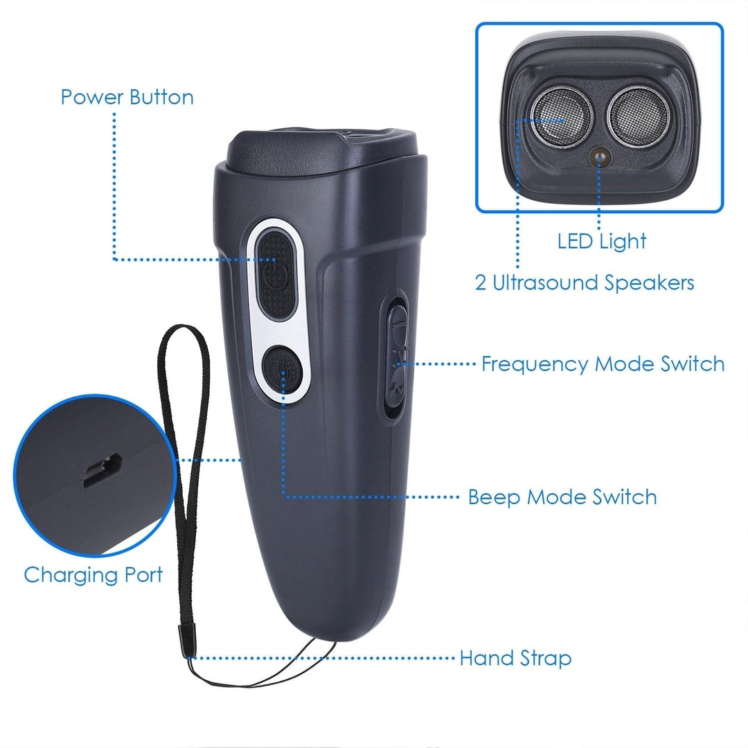 Ultrasonic Anti Barking Device Rechargeable Handheld Dog Barking Deterrent with 4 Modes LED Flashlight Dog Repeller Image 2