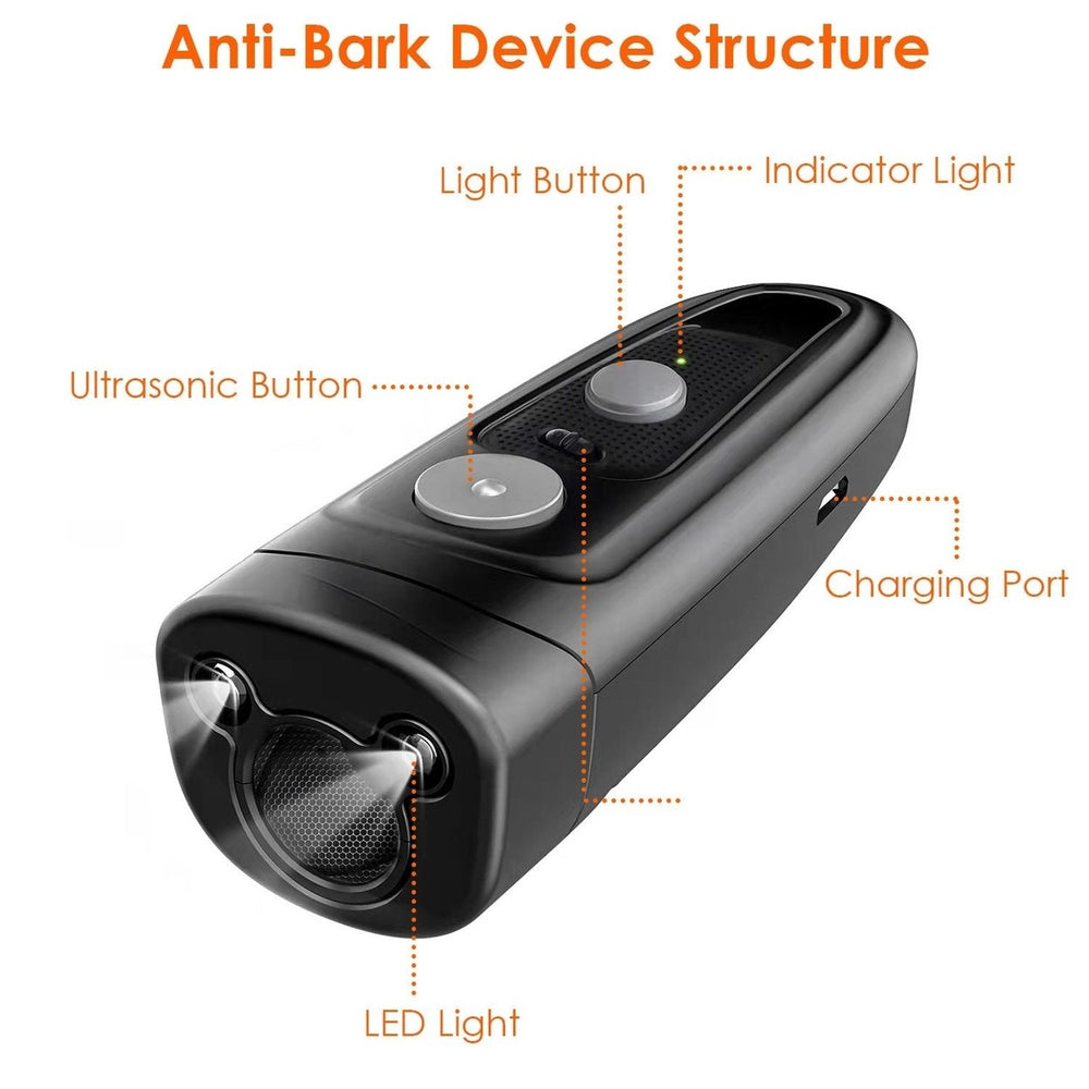 Ultrasonic Dog Anti-Bark Device 2 in 1 Rechargeable Barking Control Training Tool 32ft LED Light 2 Mode Dog Whistle Safe Image 2