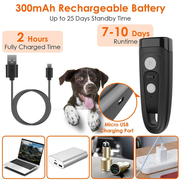 Ultrasonic Dog Anti-Bark Device 2 in 1 Rechargeable Barking Control Training Tool 32ft LED Light 2 Mode Dog Whistle Safe Image 4