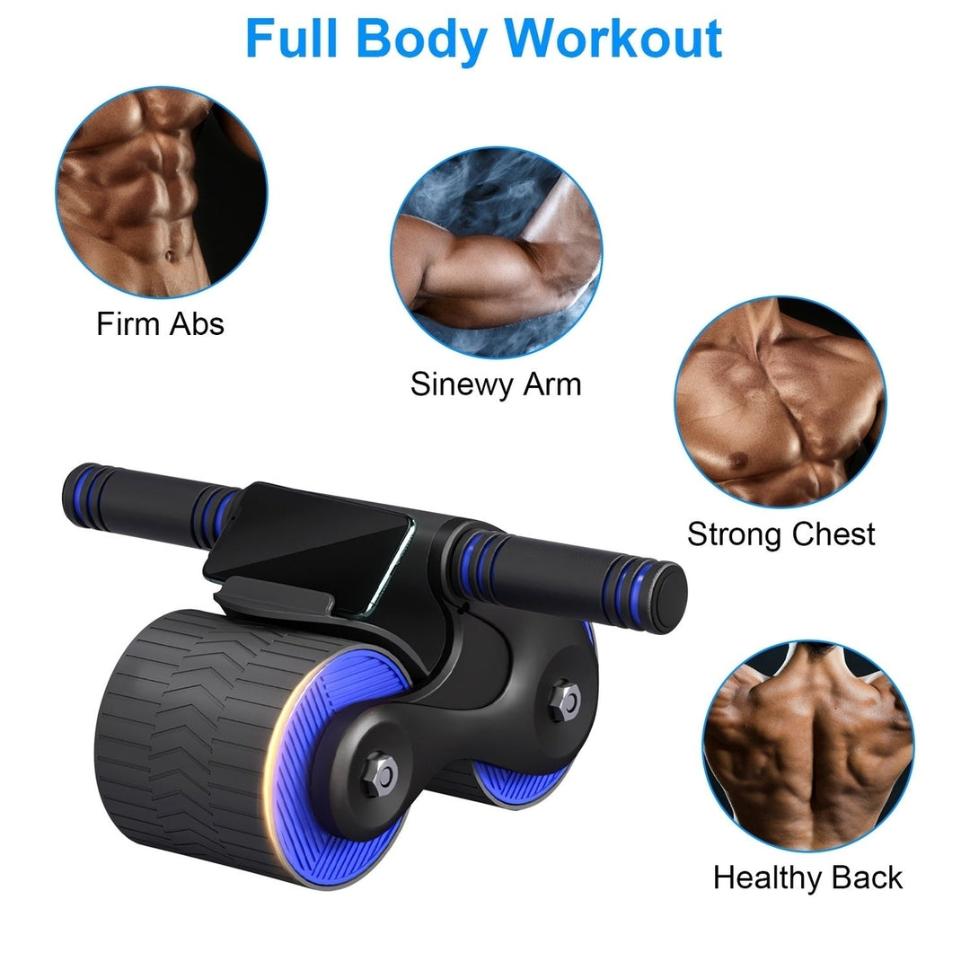Automatic Rebound Abdominal Wheel Anti-slip AB Roller Wheel with Kneel Pad Phone Holder Home Gym Abdominal Exerciser for Image 9