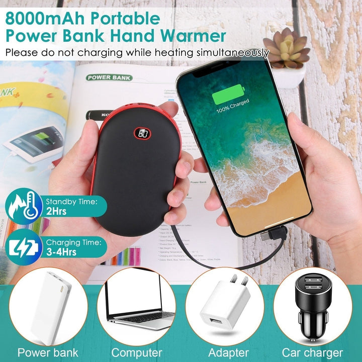 8000mAh 2 In 1 Electric Hand Warmer Rechargeable Hand Heater Portable Pocket Warmer with Power Bank 3 Heating Image 9