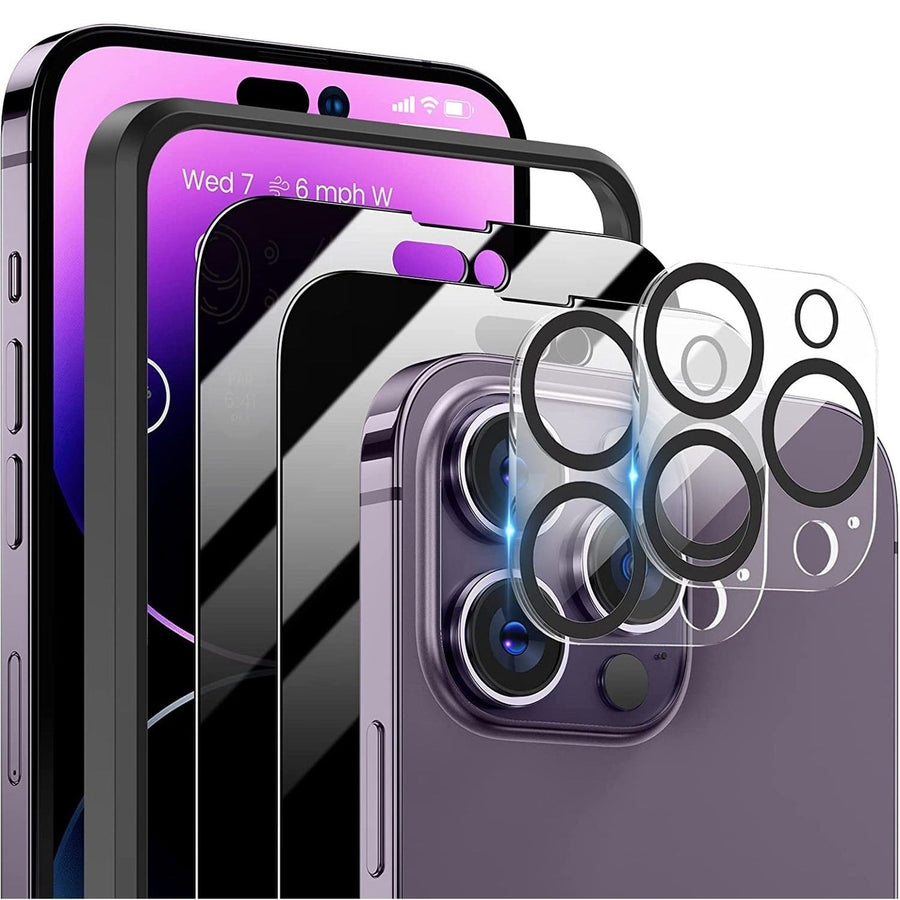 2Pcs Privacy Screen Protectors And 2Pcs Camera Lens Tempered Glass Screen Film Full Coverage Screen Protector Image 1