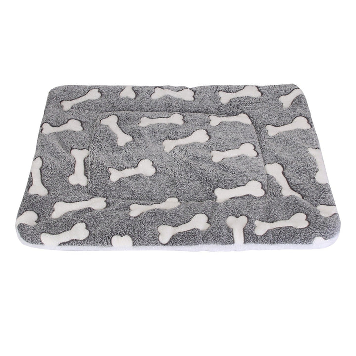 Dog Bed Mat Comfortable Flannel Dog Crate Pad Reversible Cushion Carpet Machine Washable Pet Bed Liner with Bone Image 1