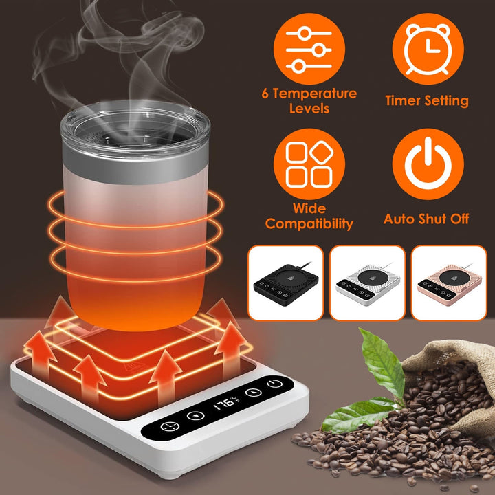 Desktop Electric Mug Warmer Auto Shut Off Timer Setting 6 Temperature Levels Cup Warmer for Milk Tea Cup Heating Plate Image 8