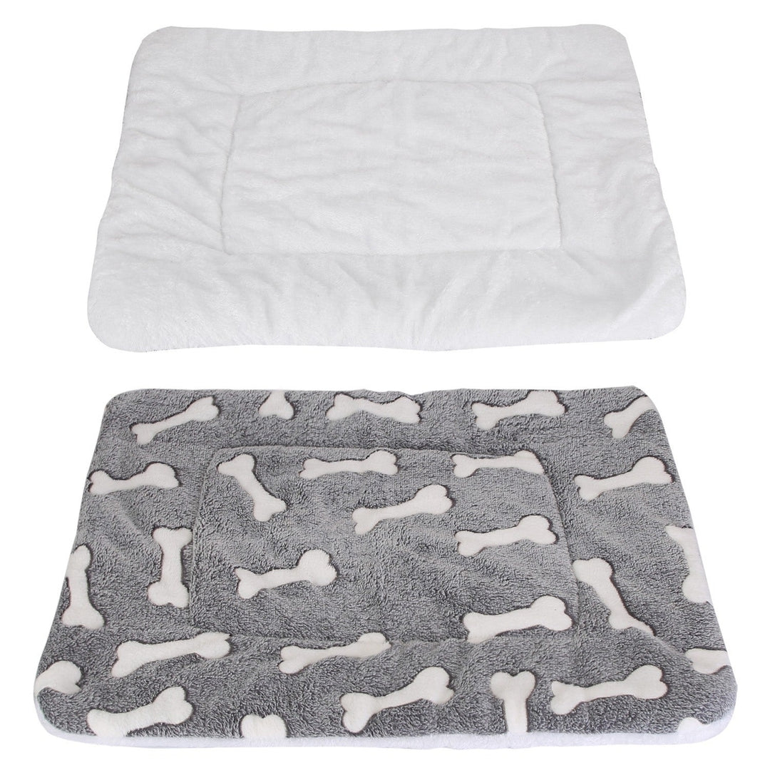 Dog Bed Mat Comfortable Flannel Dog Crate Pad Reversible Cushion Carpet Machine Washable Pet Bed Liner with Bone Image 8
