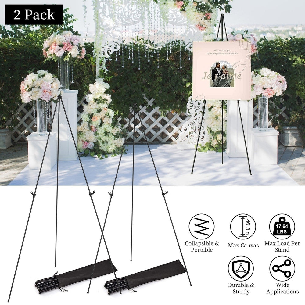 2 Pack Easel Stand for Display 61in Collapsible A Frame Tripod Easel Iron Alloy Drawing Stand with 2 Carry Bags for Image 2