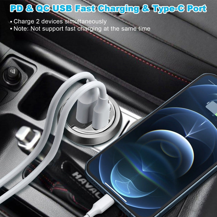 2Pcs 100W USB Car Charger QC4.0 PD3.0 USB Fast Charging Adapter Dual Port Car Cigarette Lighter Work with iPhone14 13 12 Image 4