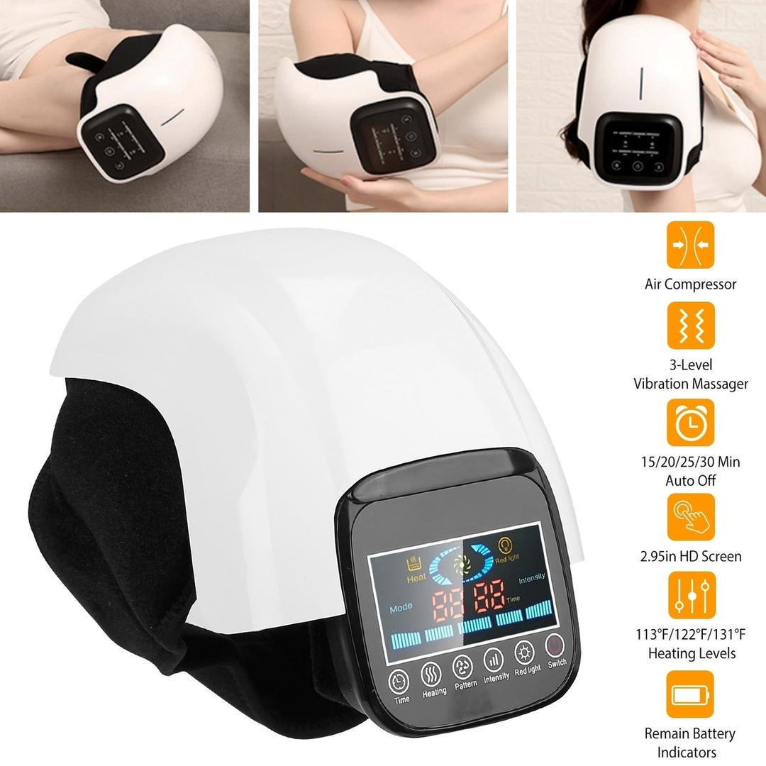 Electric Rechargeable Knee Massager Infrared Heat Pain Relief Therapy Knee Brace Wrap with Air Pressure Kneading Timer Image 2