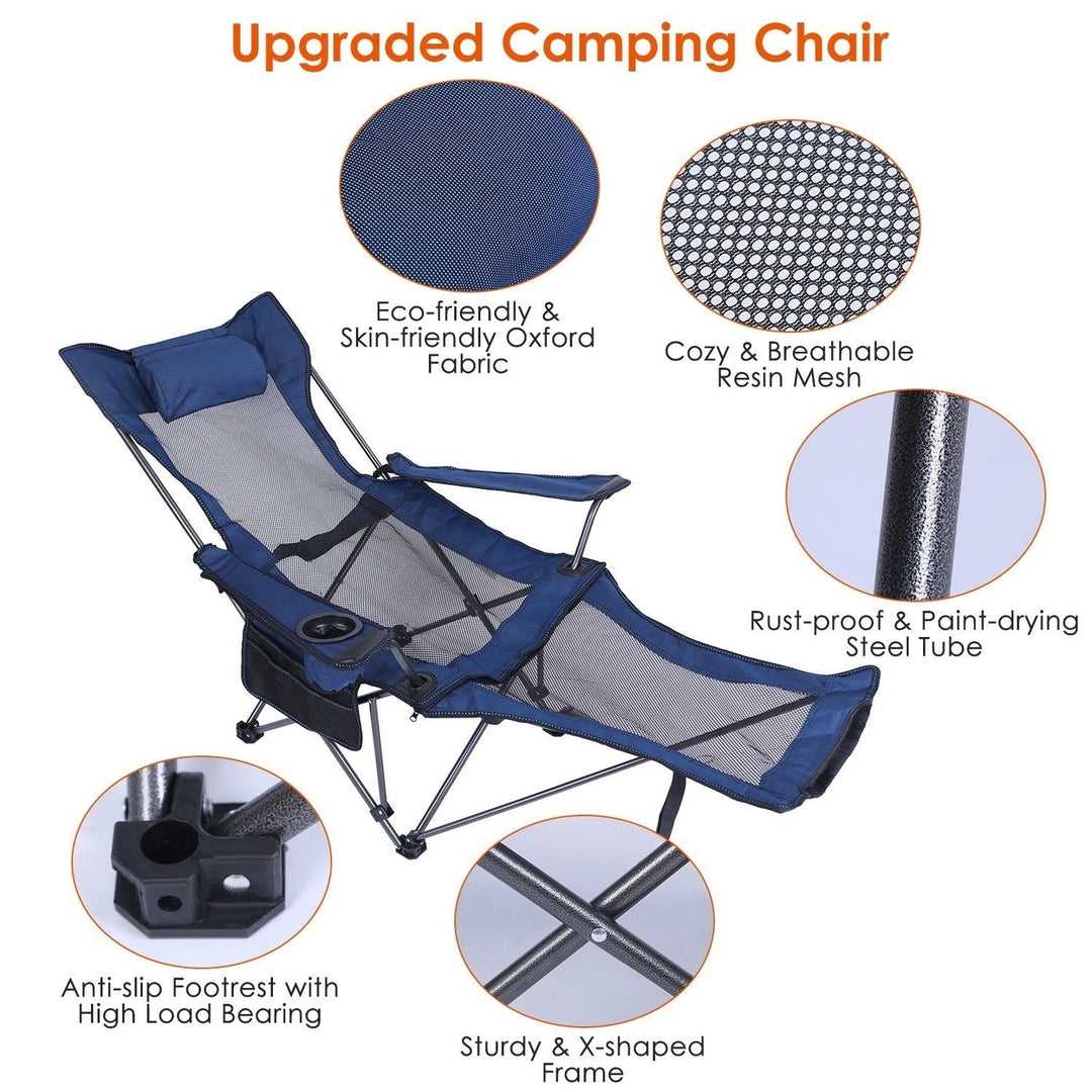 Foldable Camping Chair 330LBS Load Heavy Duty Steel Lawn Chair Collapsible Chair with Reclining Backrest Angle Cup Image 6