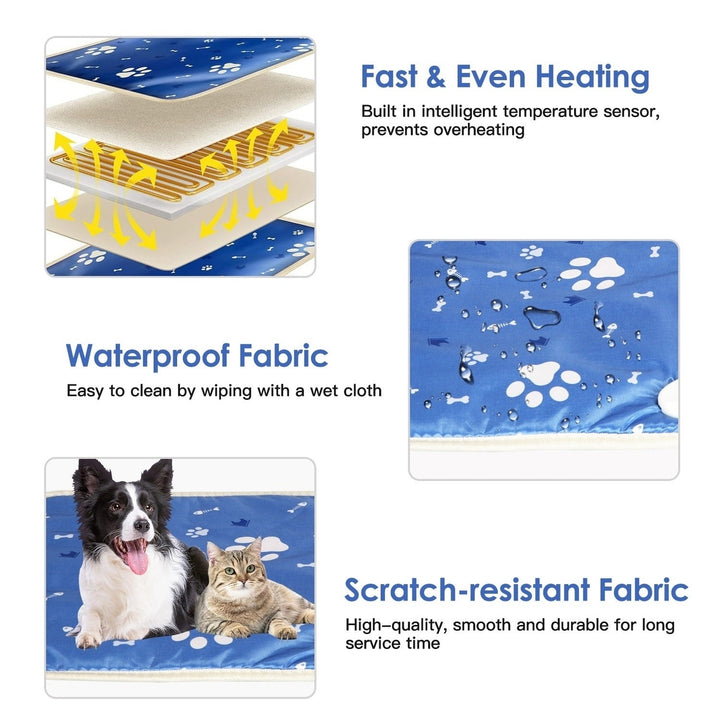 Pet Heating Pad Electric Dog Cat Heating Mat Waterproof Warming Blanket with Adjustable Temperature 0 to 12 Timer Image 4