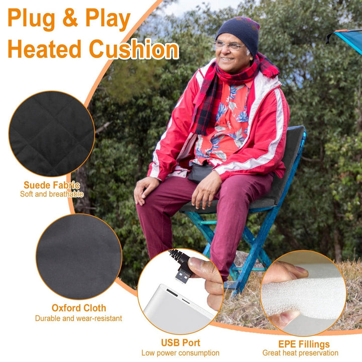 Portable Heated Seat Cushion with 3 Temperature Levels Foldable USB Plug Powered Heating Pad For Outdoor Winter Car Image 7