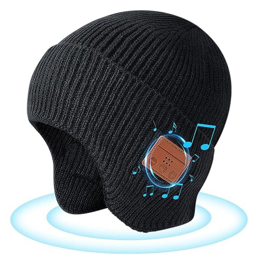 Wireless V5.0 Beanie Hat with Headphones Winter Stylish USB Rechargeable Music Beanie Headset Gift for Music Lovers Men Image 1