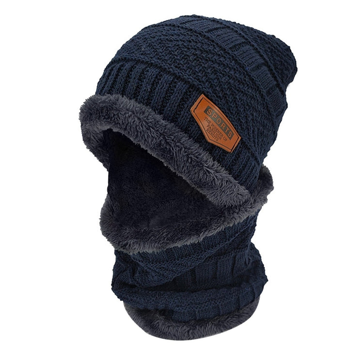 Winter Beanie Hat Scarf Set Unisex Warm Knitting Skull Cap Neck Warmer Image 3