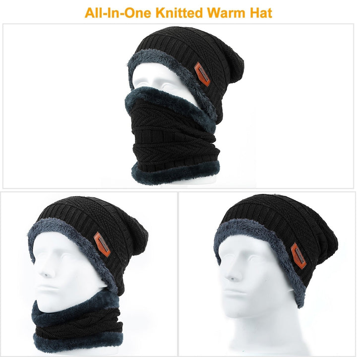 Winter Beanie Hat Scarf Set Unisex Warm Knitting Skull Cap Neck Warmer Image 10