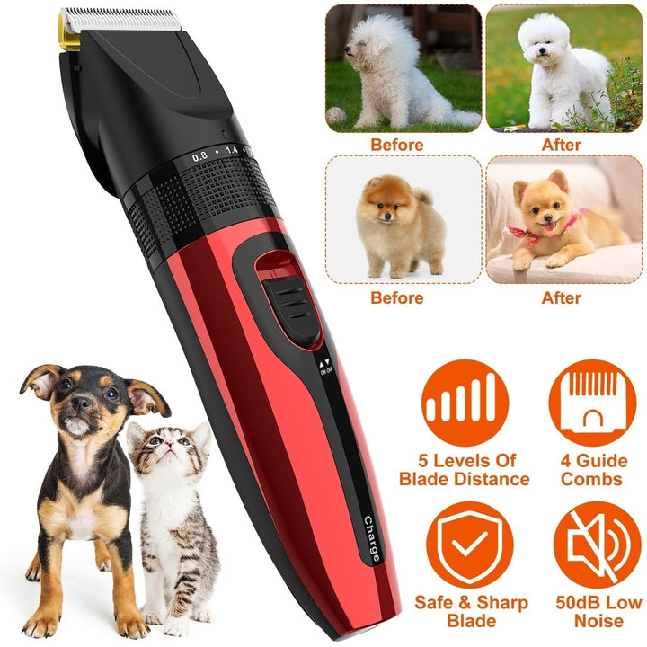 Pet Grooming Kit Rechargeable Cordless Dog Grooming Clippers Low Noise Electric Dog Trimmer Shaver Hair Cutter with 4 Image 2