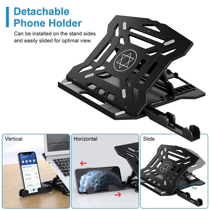 Rotating Laptop Riser Stand Foldable Desk Laptop Riser Tablet PC Holder with Phone Stand 8 Level Adjustable Height Image 4