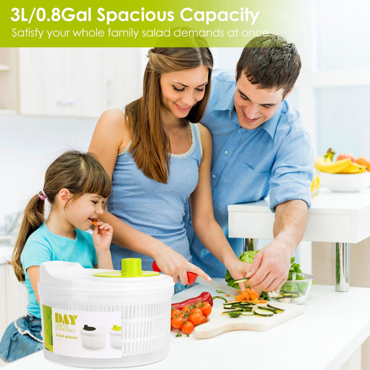 Salad Spinner Fruit Vegetable Washer Lettuce Drainer Hand Cranking Vegetable Dryer with Lid for Home Kitchen Fruit Image 7