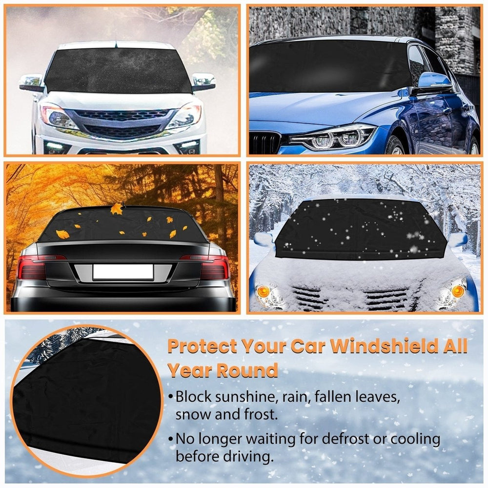 Magnetic Car Windshield Cover Front Rear Car Windshield Protector against Snow Sun Dirt Leaves Fit for All Cars Oxford Image 2