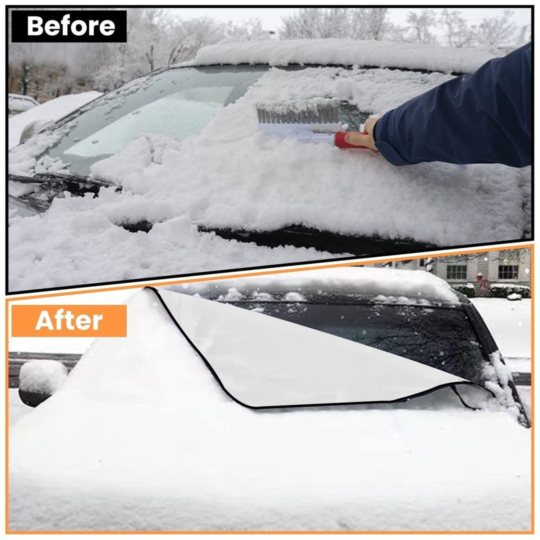 Magnetic Car Windshield Cover Front Rear Car Windshield Protector against Snow Sun Dirt Leaves Fit for All Cars Oxford Image 3