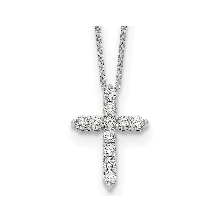 1/2 Carat (ctw) Lab-Grown Diamond Cross Pendant Necklace in 14K White Gold with Chain Image 1