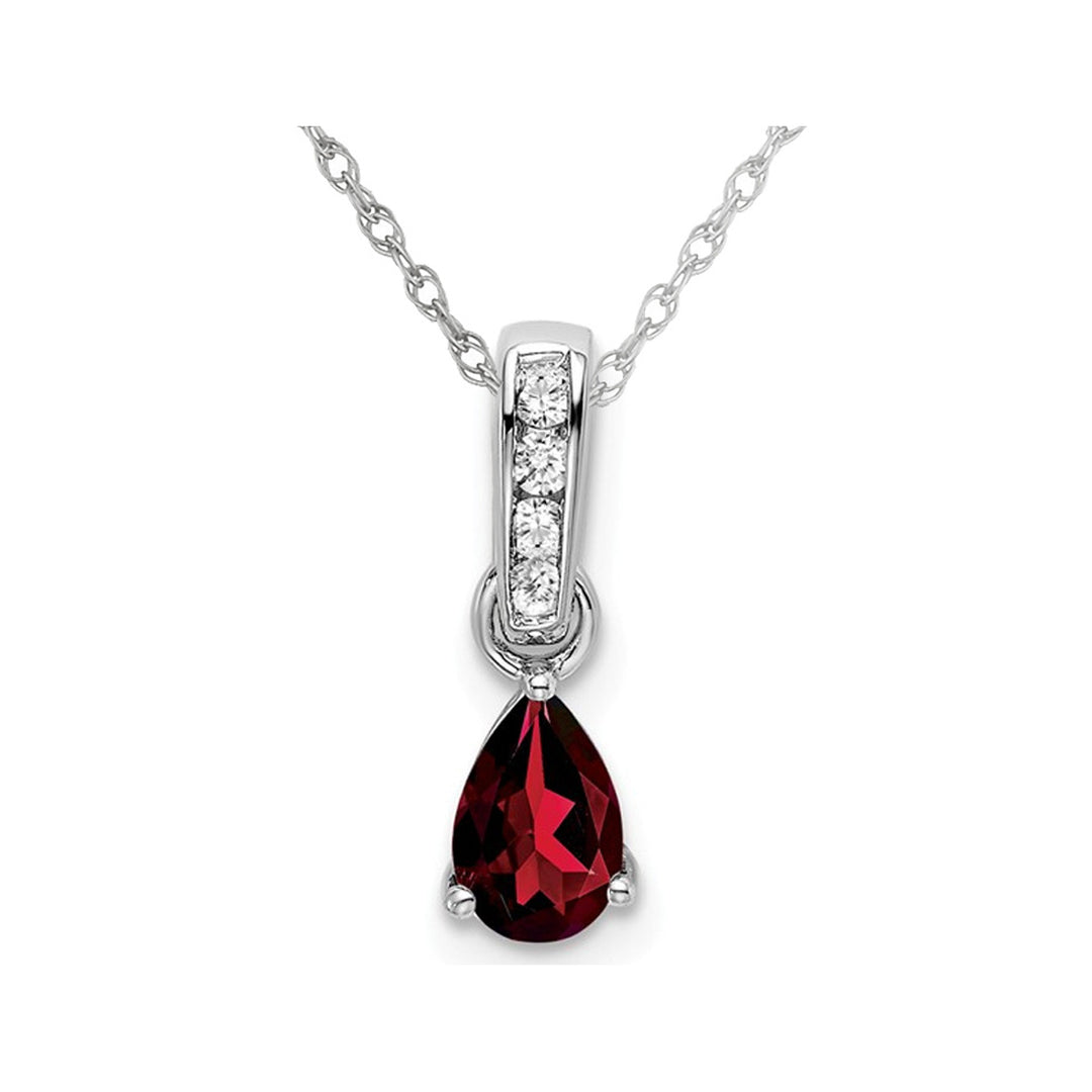 1/2 Carat (ctw) Pear Drop Garnet Pendant Necklace in 10K White Gold with Chain Image 1
