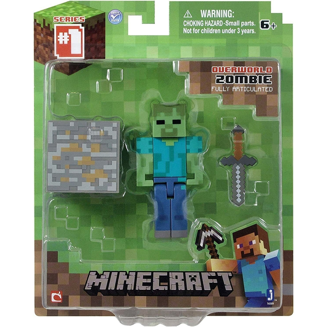 Minecraft Overworld Zombie Fully Articulated Action Figure Image 1