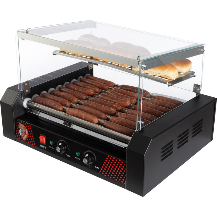 GNP Hotdog Roller Grill 9 Roller Bun Warmer and Cover Stainless Steel Image 4