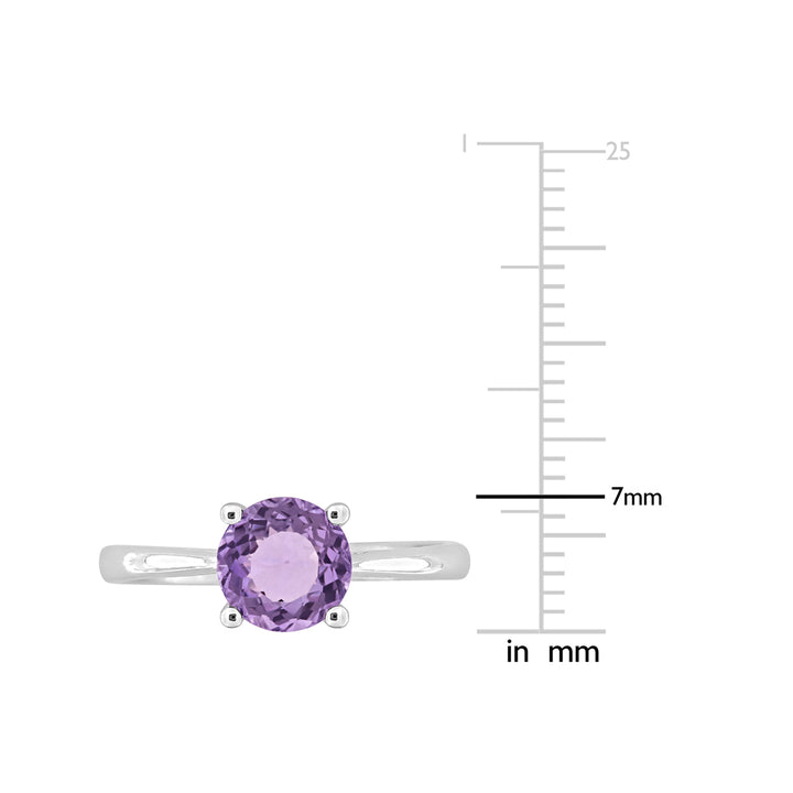 1.30 Carat (ctw) Amethyst Round Solitaire Ring in Sterling Silver Image 3