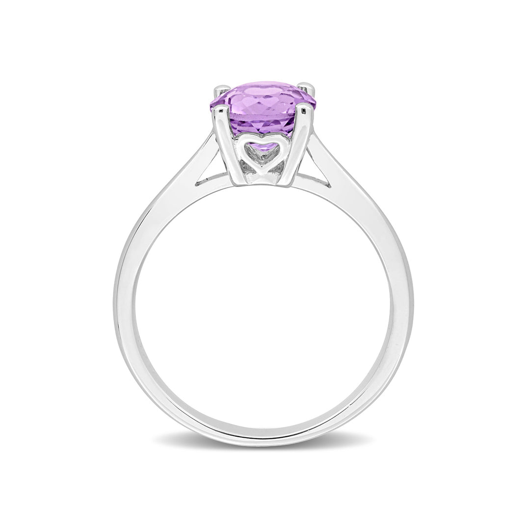 1.30 Carat (ctw) Amethyst Round Solitaire Ring in Sterling Silver Image 4