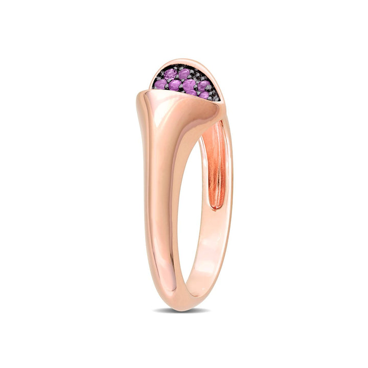 1/5 Carat (ctw) African Amethyst Promise Heart Ring in Rose Plated Sterling Silver Image 4