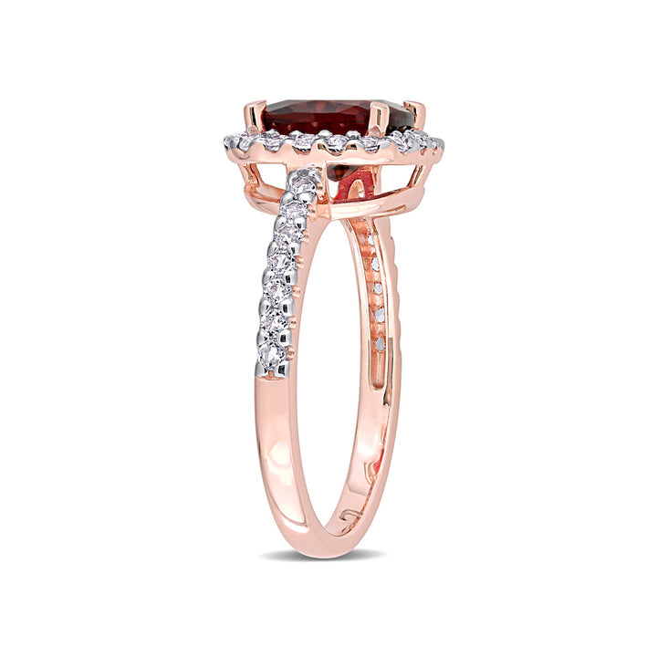 4.10 Carat (ctw) Garnet and White Topaz Ring in 10K Rose Pink Gold Image 4