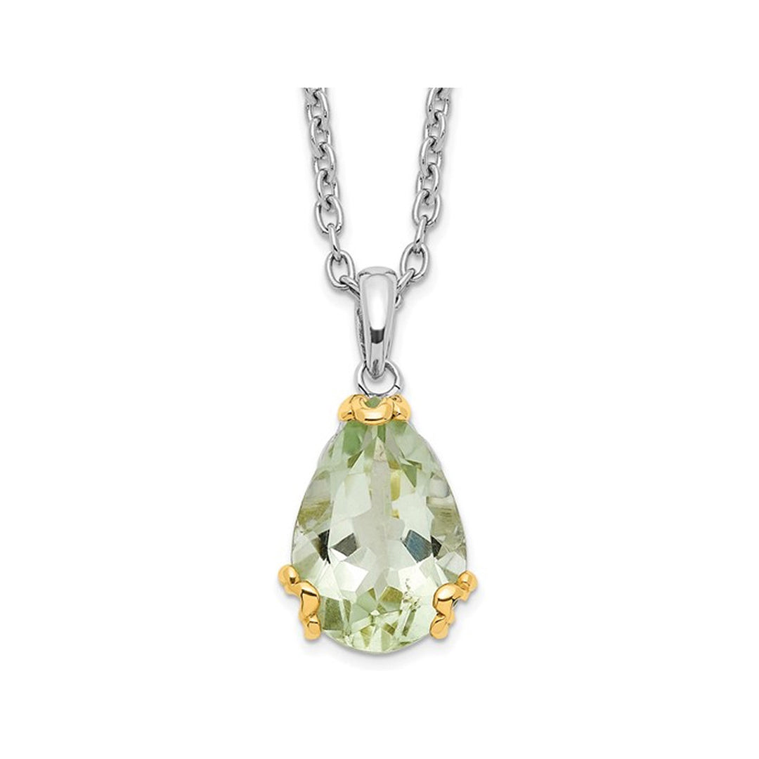 4.97 Carat (ctw) Green Quartz Pendant Necklace in Sterling Silver with Chain Image 1