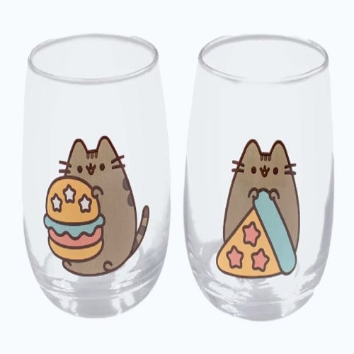 Pusheen Stemless Glass Set Licensed CULTUREFLY Fun Drinkware Adventure Style Image 1